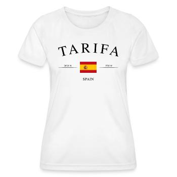 Tarifa Spanien Flagge – Urlaub Souvenir & Geschenk - Frauen Funktions-T-Shirt - Weiß - Vorne - AI Model Female 172 dark (172cm)