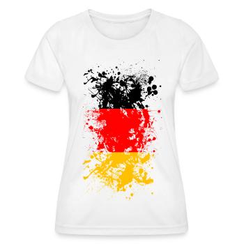 Deutschland Flagge Fußball - Frauen Funktions-T-Shirt - Weiß - Vorne - AI Model Female 172 dark (172cm)
