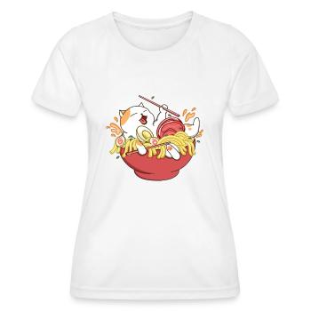 Happy Cat Ramen Nouilles - T-shirt sport Femme - blanc - Devant - AI Model Female 172 dark (172cm)