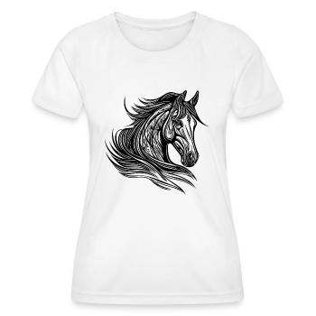 Stolzer Hengst Porträt mit Mähne im Wind Pferde - Frauen Funktions-T-Shirt - Weiß - Vorne - AI Model Female 172 dark (172cm)