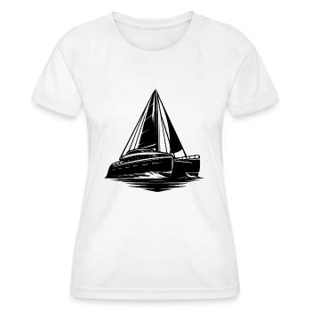 Sport Katamaran großes Segelboot mit Segeln - Frauen Funktions-T-Shirt - Weiß - Vorne - AI Model Female 172 dark (172cm)