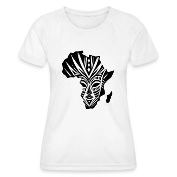 Africa Warrior Silhouette Masque de guerrier fort - T-shirt sport Femme - blanc - Devant - AI Model Female 172 dark (172cm)