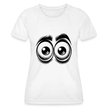 Witzige Augen mit starrem Blick - Frauen Funktions-T-Shirt - Weiß - Vorne - AI Model Female 172 dark (172cm)