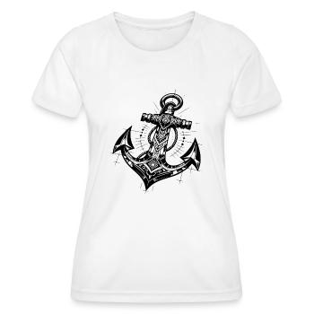 Eleganter Tattoo Style Anker - Frauen Funktions-T-Shirt - Weiß - Vorne - AI Model Female 172 dark (172cm)
