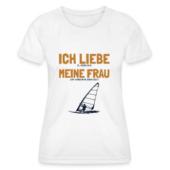 Ich liebe meine Frau Windsurfen Surfer Wave Rider - Women's Functional T-Shirt - white - Front - AI Model Female 172 dark (172cm)