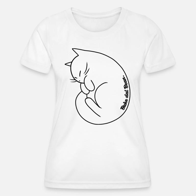 Bake dat Bean | Cute curled up cat - Women's Functional T-Shirt - white