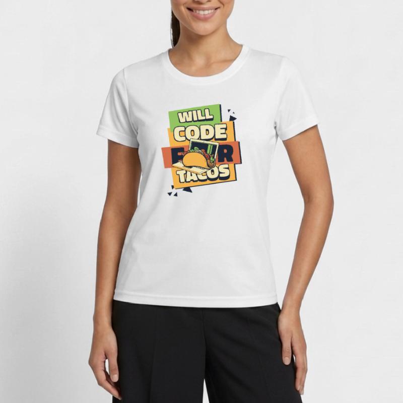 Will Code For Tacos Developer Coder Programmierer Frauen Funktions-T-Shirt
