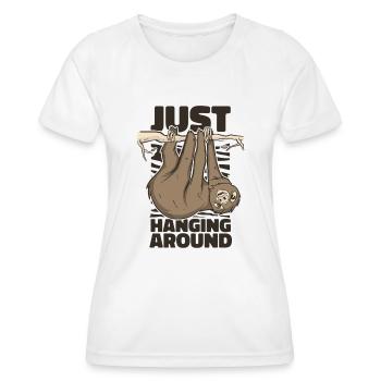 Juste traîner autour du pilosa, à gorge brune - T-shirt sport Femme - blanc - Devant - AI Model Female 172 dark (172cm)