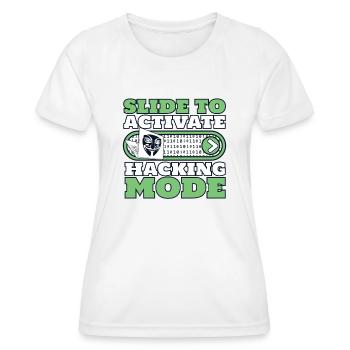 Faites glisser pour activer le renifleur de phishing en mode piratage - T-shirt sport Femme - blanc - Devant - AI Model Female 172 dark (172cm)