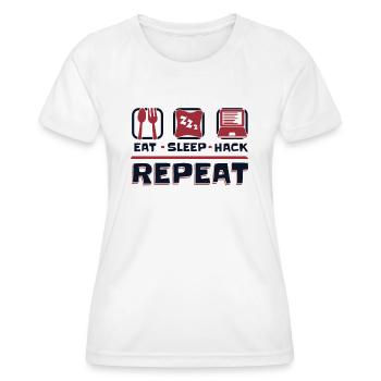 Manger Sleep Hack Répéter l’hameçonnage d’ingénierie sociale - T-shirt sport Femme - blanc - Devant - AI Model Female 172 dark (172cm)