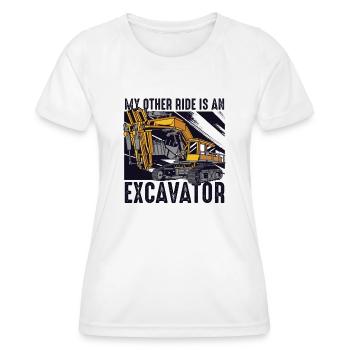 Mon autre manège est une excavatrice - T-shirt sport Femme - blanc - Devant - AI Model Female 172 dark (172cm)