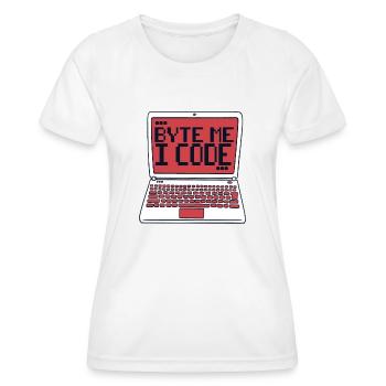 Byte Me I Code Developer Software Developer - T-shirt sport Femme - blanc - Devant - AI Model Female 172 dark (172cm)