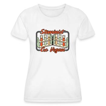 Steminist Go Vegan Scientist Empowering Women - T-shirt sport Femme - blanc - Devant - AI Model Female 172 dark (172cm)