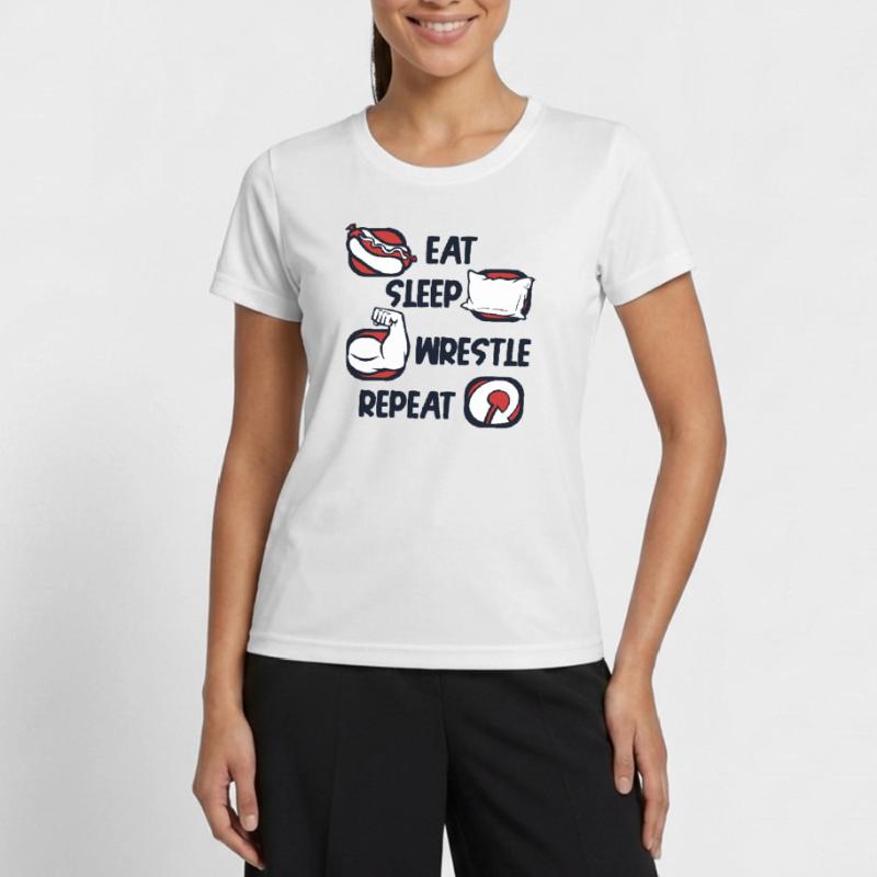 Manger Dormir Lutter Répéter Techniques Exercice Bras T-shirt sport Femme