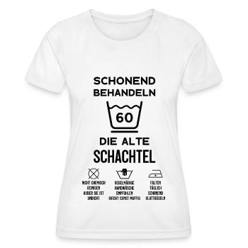 60. GEBURTSTAG ALTE SCHACHTEL SCHONEND BEHANDELN - Frauen Funktions-T-Shirt - Weiß - Vorne - AI Model Female 172 dark (172cm)