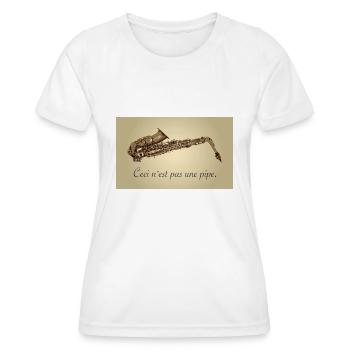 ceci nest pas une pipe - Saxophone and music lover - Frauen Funktions-T-Shirt - Weiß - Vorne - AI Model Female 172 dark (172cm)