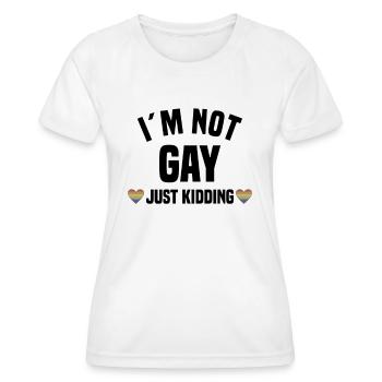 Lgbt Lesbian Rainbow Flag Bisexual Queer Heart - Women's Functional T-Shirt - white - Front - AI Model Female 172 dark (172cm)