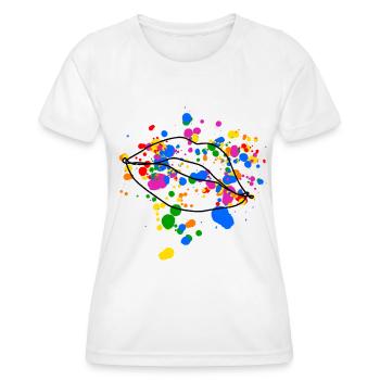 Conception de lèvres queer Kissing - T-shirt sport Femme - blanc - Devant - AI Model Female 172 dark (172cm)