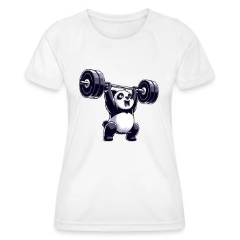 Haltérophile panda avec haltère - T-shirt sport Femme - blanc - Devant - AI Model Female 172 dark (172cm)