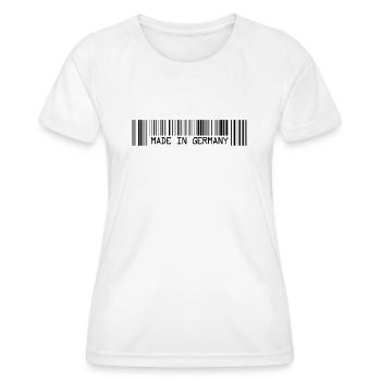 Made in Germany - Deutschland - Barcode - Strichco - Frauen Funktions-T-Shirt - Weiß - Vorne - AI Model Female 172 dark (172cm)