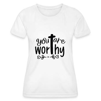 Du bist wertvoll - Frauen Funktions-T-Shirt - Weiß - Vorne - AI Model Female 172 dark (172cm)