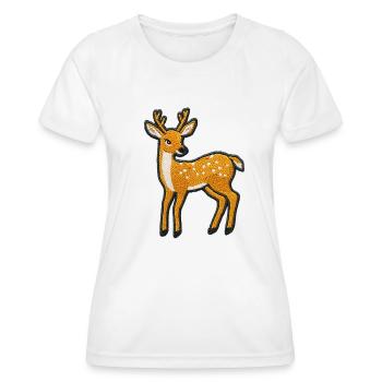 Gesticktes Rehkitz – Niedliches Tierdesign - Frauen Funktions-T-Shirt - Weiß - Vorne - AI Model Female 172 dark (172cm)
