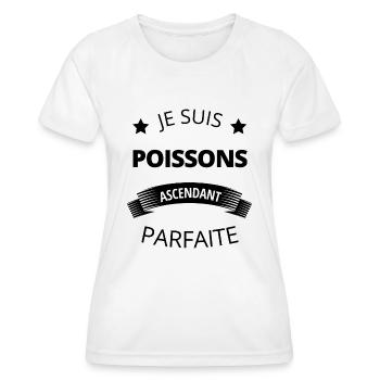 Poissons ascendant parfaite humour astrologie - T-shirt sport Femme - blanc - Devant - AI Model Female 172 dark (172cm)