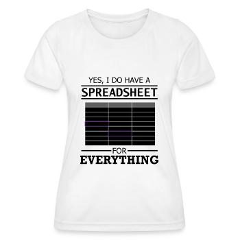 Spreadsheet Lustiges Sprichwort Statistiker - Frauen Funktions-T-Shirt - Weiß - Vorne - AI Model Female 172 dark (172cm)