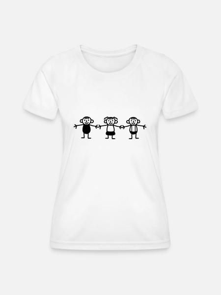 3 Strichmännchen Kinder - Frauen Funktions-T-Shirt - Weiß