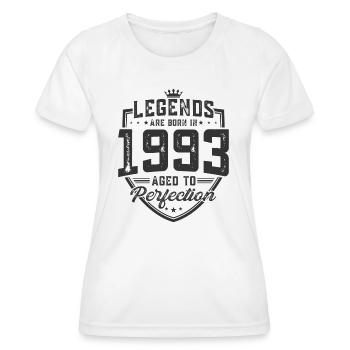 Les légendes sont nées en 1993 - T-shirt sport Femme - blanc - Devant - AI Model Female 172 dark (172cm)