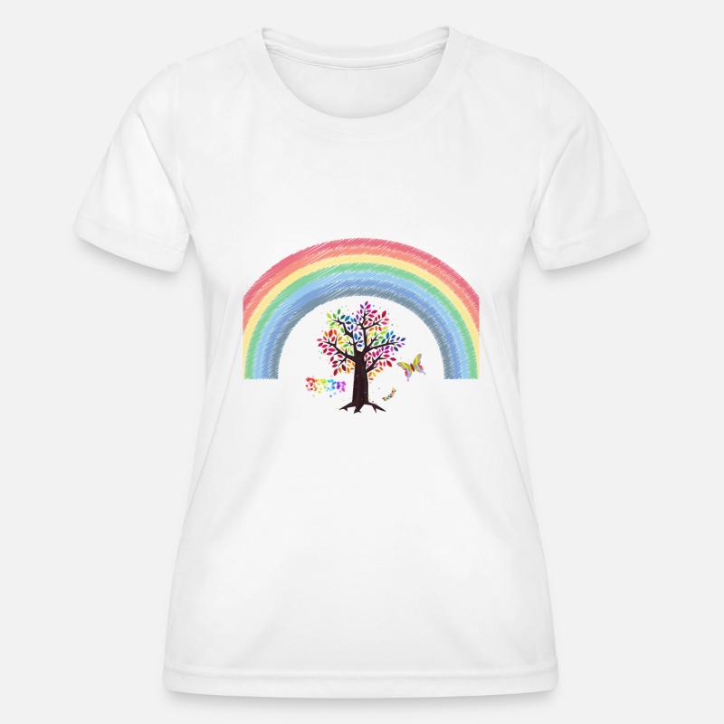 Love Rainbow Rain tree sticker - Women's Functional T-Shirt - white
