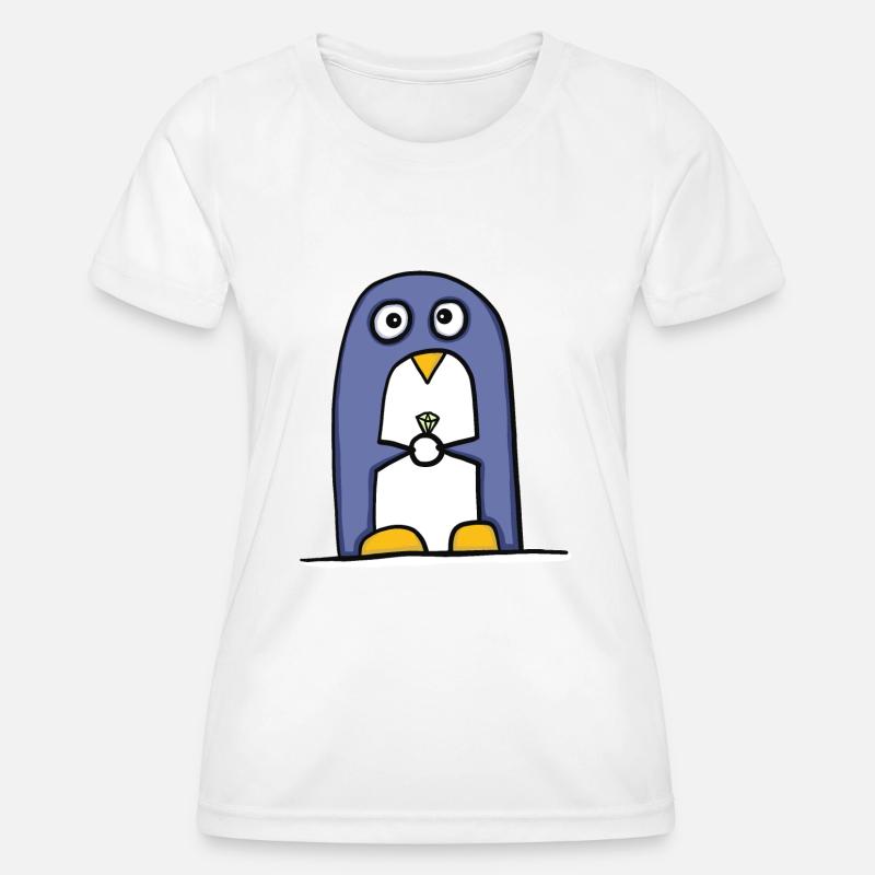 Penguin with diamond ring - Women's Functional T-Shirt - white