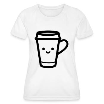 Kaffeebecher - Frauen Funktions-T-Shirt - Weiß - Vorne - AI Model Female 172 dark (172cm)