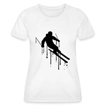 graffiti drops ski ride down mountain winter - Women's Functional T-Shirt - white - Front - AI Model Female 172 dark (172cm)