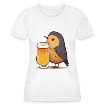 Kleiner Vogel mit Bier - Frauen Funktions-T-Shirt - Weiß - Vorne - AI Model Female 172 dark (172cm)
