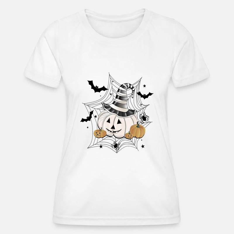 Pumpkin with witch hat - Women's Functional T-Shirt - white