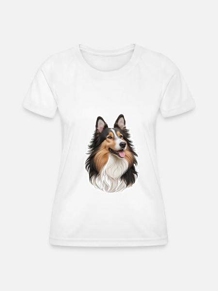 Collie - Frauen Funktions-T-Shirt - Weiß