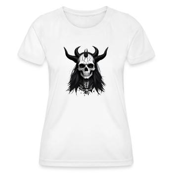 Skull with Horns Devil Skull - Women's Functional T-Shirt - white - Front - AI Model Female 172 dark (172cm)