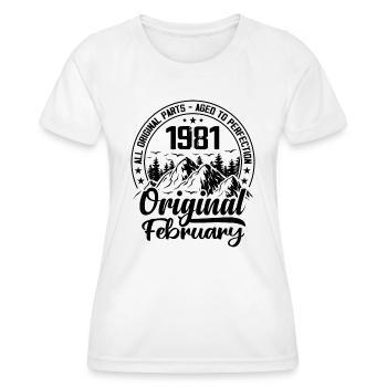 1981 Februar Original: Geschenk zum 43-jährigen Jubiläum - Frauen Funktions-T-Shirt - Weiß - Vorne - AI Model Female 172 dark (172cm)