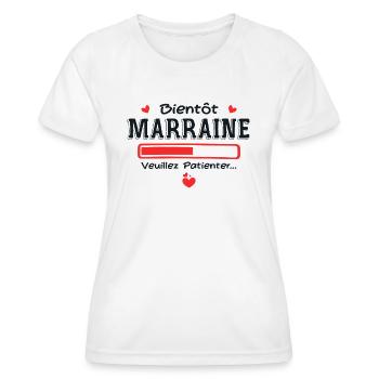 Bientôt marraine - Humour Marraine Future Marraine - T-shirt sport Femme - blanc - Devant - AI Model Female 172 dark (172cm)