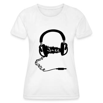Headphones Audio Wave Motif: Jazz music Audiophile - Women's Functional T-Shirt - white - Front - AI Model Female 172 dark (172cm)
