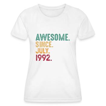Juillet 1992 - Cadeau d’anniversaire du 30 juillet. Génial. - T-shirt sport Femme - blanc - Devant - AI Model Female 172 dark (172cm)