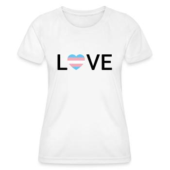 AMOUR | Fierté transgenre | police noire - T-shirt sport Femme - blanc - Devant - AI Model Female 172 dark (172cm)