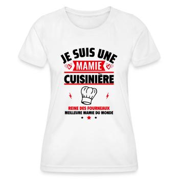 mamie cuisinière,Cadeau fête des grands-mères - T-shirt sport Femme - blanc - Devant - AI Model Female 172 dark (172cm)