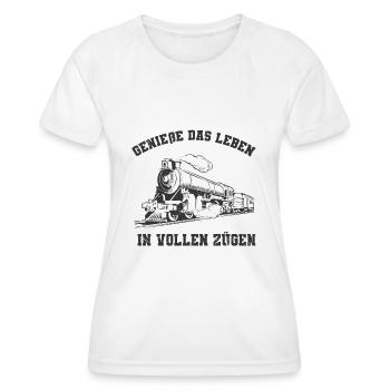 Eisenbahn - Frauen Funktions-T-Shirt - Weiß - Vorne - AI Model Female 172 dark (172cm)