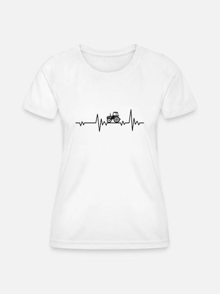 Traktor Herzschlag - Frauen Funktions-T-Shirt - Weiß
