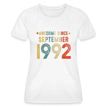 September 1992 - 30. Geburtstag Geschenk. Awesome. - Frauen Funktions-T-Shirt - Weiß - Vorne - AI Model Female 172 dark (172cm)
