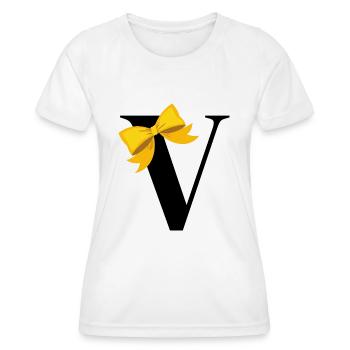 Buchstabe V gelbe Schleife - Frauen Funktions-T-Shirt - Weiß - Vorne - AI Model Female 172 dark (172cm)