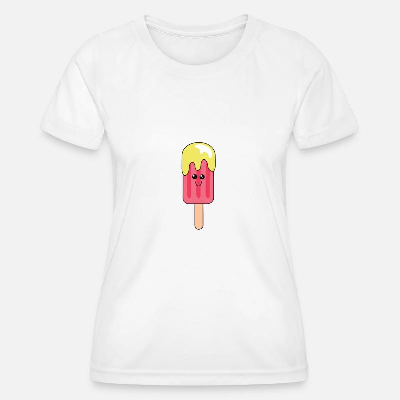 Water ice | Cute | Face | Popsicles | red - Women's Functional T-Shirt - white