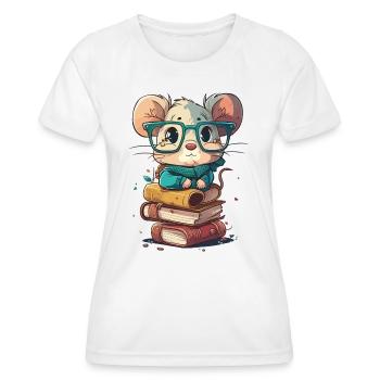 Bookworm Mouse - Women's Functional T-Shirt - white - Front - AI Model Female 172 dark (172cm)